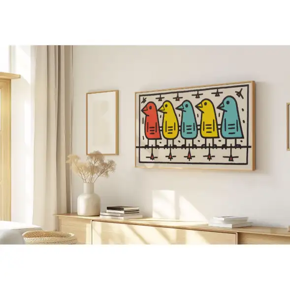 Quadro Decorativo N°36 - Panorâmico Pássaros - Galix