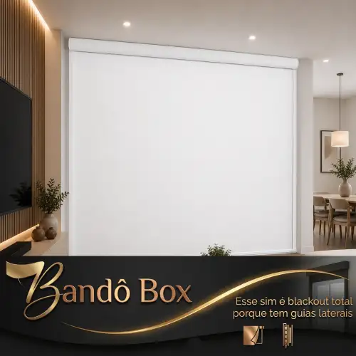Cortina Persiana Rolô Blackout Branca Com Bandô Box